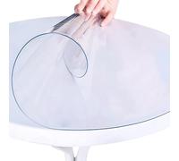 Gerenecic Thick Clear Round Table Cover 90cm, Plastic Cover for Round Table, Round Table Pad, Plastic Round Table Top Protector, for Dining Table, Buffet Parties and Camping