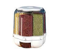 Gereton 6-Grid Rotating Food Dispenser, Rice And Grain Storage Container, Countertop Rotating Rice Bucket Rice Storage Tank, Round Dry Food Box, One-Click Rice Picking, XL: 27x32cm