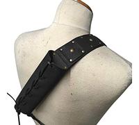 Gereton Sword Shoulder Back Sheath Frog Holder Warrior Costume Pair Sword Leather Buckle Holster Adjustable in Leather for Adult Men, Black