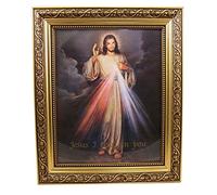 Gerffert The Divine Mercy Jesus Christ Print in 13 Inch Gold Finish Frame