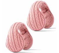 GERGELLA Knitted Ear Muffs for Men & Women - Winter Ear Warmers Behind the Head Style - Ear Covers for Cold Weather Soft Fleece Earmuffs Pink 2PCS