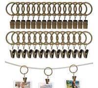 Gerhannery 30 Pack Rings Curtain Clips Strong Metal Decorative Drapery Window Curtain Ring with Clip Rustproof Vintage Compatible with up to 1 inch Drapery Rod Black (Copper)