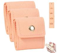Gerhua 3 PCS Mini Travel Jewelry Bag,Jewellery Rolls for Travelling Small,Mini Jewelry Travel Pouch With Buckle,Portable Travel Jewellery Bags Organiser,Travel Jeweller/y Organiser(Pink)