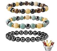 Gerhua 3Pcs An/ti Alcoh/ol Bracelet,Sob/riety Bracelet for Men & Women,Anxiety Beaded Bracel/et for Relief,Adjustable An/ti Alcoh/ol Magn/etic Bracele/t,Reduce the Urge to Drink,Anxiety Bracele/t
