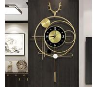 GERHWASH Large Gold Wall Clock Pendulum Clock Modern Creativity Decorative Clock Kitchen Design for Living Room Bedroom Kitchen or Office 75cm