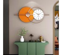 GERHWASH Large Silent Wall Clock Modern Design (80 x 35 cm) - XXL Metal Wall Clock Made of Metal Combination Chic Living Room & Office Decor in Orange/White Clock Wall