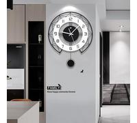 GERHWASH Modern Wooden Wall Clock with Silent Battery Operated Large Format 52 x 43 cm in Elegant Black Simple Design Wall Clock for Living Room, Kitchen and Office - Quiet and Easy Assembly