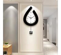 GERHWASH Wall Clock Modern Classic Wall Clock Without Ticking Noises Silent Wall Clock with Pendulum Raindrop Shape Wall Clock Wood Wall Decoration Wall Clock for Living Room 30 x 57 cm
