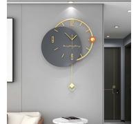 GERHWASH XXL Wall Clock Modern Design (52 x 68 cm) - Silent Metal Clock in High Gloss Black | Timeless Eyecatcher Pendulum Clock Wall Clock for Living Room & Interior in Minimalist Style Decoration