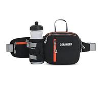 GERIINEER Bumbags with Bottle Holder Waterproof Fanny Packs Plus Size Bum Waist Bag for Dog Walking Climbing Hiking Travel Cycling Outdoor Sport (Black)