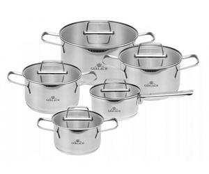 GERLACH AMBIENTE SET OF POTS 10 PCS COOKWARE STEWPOTS GLASS LIDS POT LID NEW
