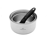 Gerlach Smart Steel Saucepan Set, Stainless Steel, Removable Handle, Induction Pots Set, Induction Cookware, Set of 3, Silver
