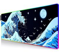 Gerlos RGB Gaming Mouse Pad, Large Extended LED Desk Mat with 12 Light Modes, Non-Slip Rubber Base, Water-Resistant, 31.5×11.8 Inch
