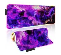 Gerlos RGB Gaming Mouse Pad 12 Lighting Modes Large Extended Computer Mouse Pad, Anti-Slip Rubber Base, Computer Led Mouse Pad 31.5×11.8 Inch (Purple)