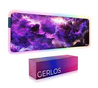 Gerlos RGB Large Gaming Mouse Pad, Extended Soft LED Mouse Pad, Non-Slip Rubber Base, Water Resist Keyboard Pad, Computer Mousepad 31.5×11.8 inches