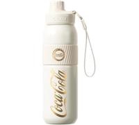 GERM × Coca-Cola Insulated Stainless Steel Water Bottle 600ml Anti-Leak and Easy to Carry |With Integrated Straw |BPA Free | Perfect for Sports (White)