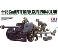 German 75mm Anti-tank Gun PAK40L46 1:35 Plastic Model Kit Tamiya