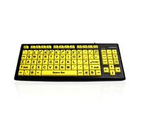 (German) Accuratus Monster 2 - USB High Visibility Visual Impairment Keyboard with Extra Large Keys & 2 Port USB Hub