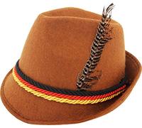 German Alpine Bavarian Oktoberfest Brown Costume Hat with Feather (Brown)
