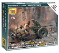 German Anti Tank Gun Pak 36 1:72 Figure Plastic Model Kit ZVEZDA