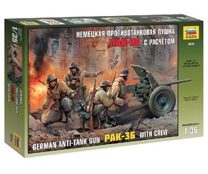 German Anti-Tank Pak 36 With Crew 1:35 Plastic Model Kit ZVEZDA
