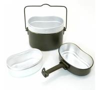 German Army Mess Tin Set, 3 Piece, Cooking and Eating Billy Can, Trangia Style, for Camping