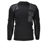 German Army Style Mil-Tec Pullover Commando Jersey Black Sweater Wool Blend, Black, S