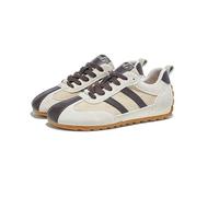 German Army Trainers for Women Vintage Two Tone Leather Suede Sneakers Flat Comfort Minimalist Tennis Shoes for Walking Gym Work Grey