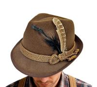 German Bavarian Hat - Non-Woven German Hat With Feathers | Breathable Headgear | Jazz Party Hatt For Adults Party Carnival Cultural Event Beer Festival Celebration