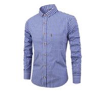 German Bavarian Oktoberfest Shirt Lederhosen Trachten Checked Shirt Traditional Shirts Regular Fit Plaid Shirts Men Dark Blue