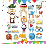 German Beer Festival Props, German Themed Party Decorations with Stick | Reusable Holiday Decor for Selfie Culture Fans Events Halloween Birthday Club Women Men
