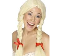 German Beer Festival Wig Ladies Beer Wench Fancy Dress Blonde Plaited Wig