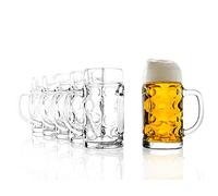 German Beer Stein 300ml - Pack of 6 - Beer Tankard, Isar Stein, Glass Stein, Handled Beer Mug