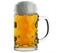 German Beer Steins 500ml x 6 - Glass Beer Tankards Handled Beer Mugs