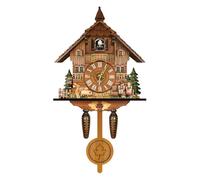 German Black Forest Cuckoo Clock Nordic-Style Wooden Wall Clock with Hand-Carved Scene, On-the-Hour Cuckoo, MDF 26x6x14 cm