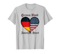 German Blood American Heart: Germans for Men Heritage T-Shirt, Men, Silver, XXL