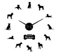 German Boxer Dog Contemporary Oversized Wall Clock DIY Big Needle Time Clock Frameless Deutscher Boxer Large Wall Art Decoration(Black,37inch)