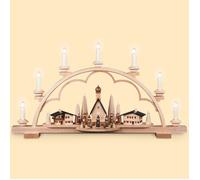 German candle arch Alp village, length 64 cm / 25 inch, natural, electrical i...