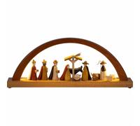 German candle arch LED Nativity scene, length 40 cm / 16 inch, natural, elect...