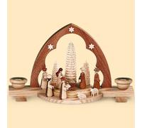 German candle arch Nativity scene with manger, length 30 cm / 12 inch, natura...