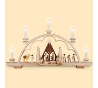 German candle arch Nativity scene with manger, length 57 cm / 22 inch, natura...
