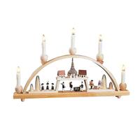 German candle arch Village of Seiffen, length 48 cm / 19 inch, natural, elect...