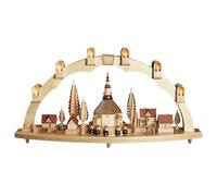 German candle arch Village of Seiffen, length 80 cm / 32 inch, natural, elect...
