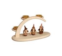 German candle arch with gnomes, length 25 cm / 10 inch, natural, original Erz...