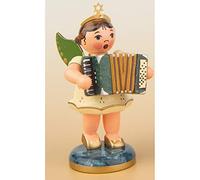 German Christmas Angel with Accordion 6,5cm / 2,5inch - Authentic German Erzgebirge Wooden Angels - Hubrig Volkskunst