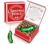 German Christmas Pickle Ornament Tradition - Handcrafted Green Glass Christmas Tree Ornament - Gift Boxed with Story & Legend - Holiday Keepsake Gift