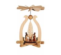 German christmas pyramid arch Nativity scene, height 29 cm / 11 inch, natural...