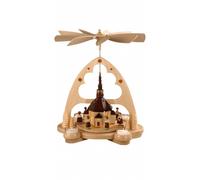 German christmas pyramid arch Seiffen Church, 1-tier, height 36 cm / 14 inch,...