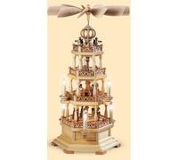 German christmas pyramid Christmas story with angels, 3-tier, height 63 cm / ...