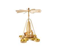 German christmas pyramid Deer, hand-carved, height 28 cm / 11 inch, natural with tealights, original Erzgebirge by Richard Glaesser Seiffen